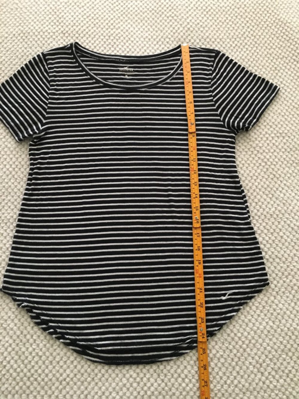 Hollister, Stripped Black/White, T-shirt, SizeXS  Summer, Hi-Lo, Summer, Raw Hem